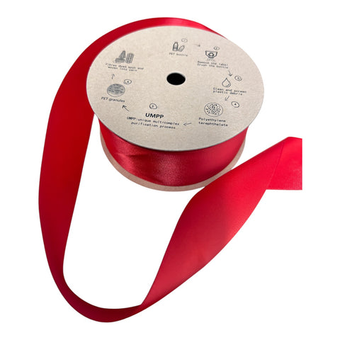 Ribbon Eco - Recycled from plastic bottles DOUBLE FACE RED / 38mm width x 20 Yards