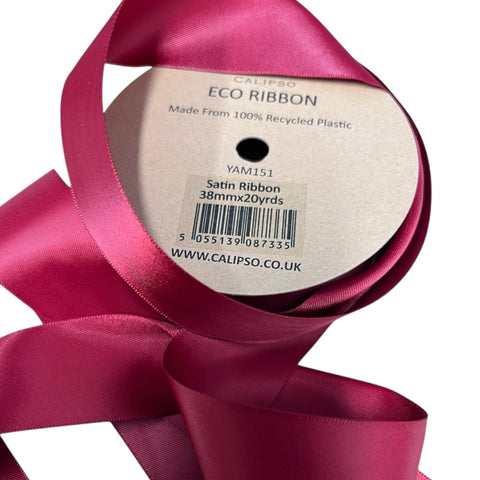 Ribbon Eco - Recycled from plastic bottles DOUBLE FACE BURGUNDY/ 38mm width x 20 Yards